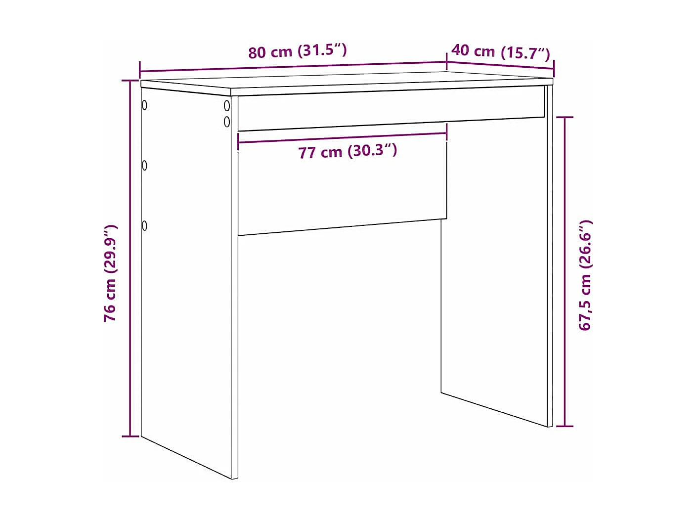 Bureau Gris béton 80 x 40 x 76 cm Bois d'ingénierie