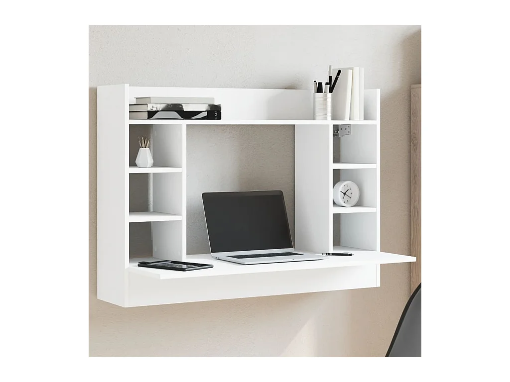 Bureau mural blanc 105x48x75 cm bois d'ingénierie
