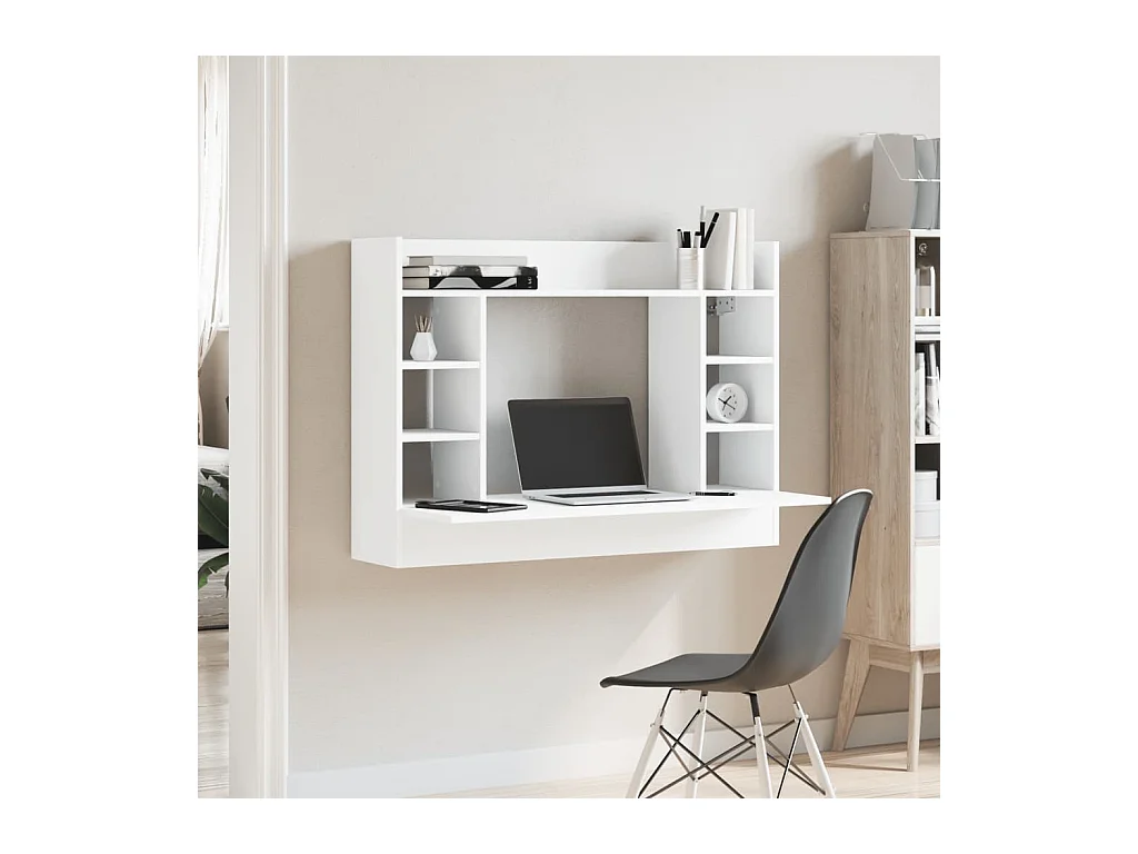 Bureau mural blanc 105x48x75 cm bois d'ingénierie