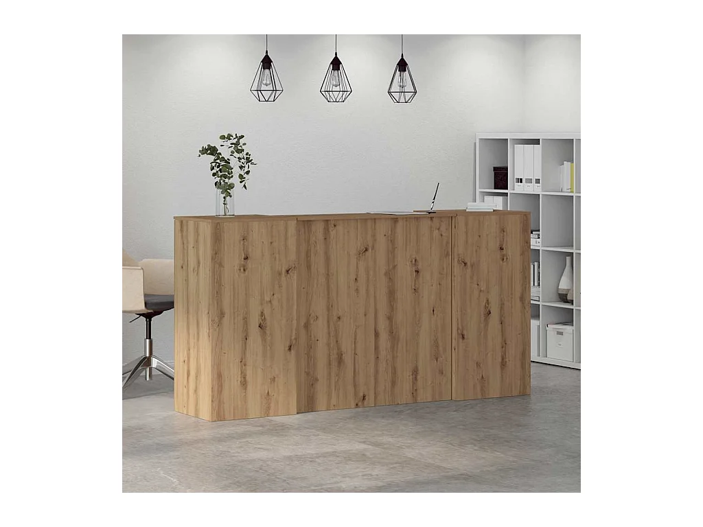 Bureau réception chêne artisanal 200x50x103,5cm bois ingénierie