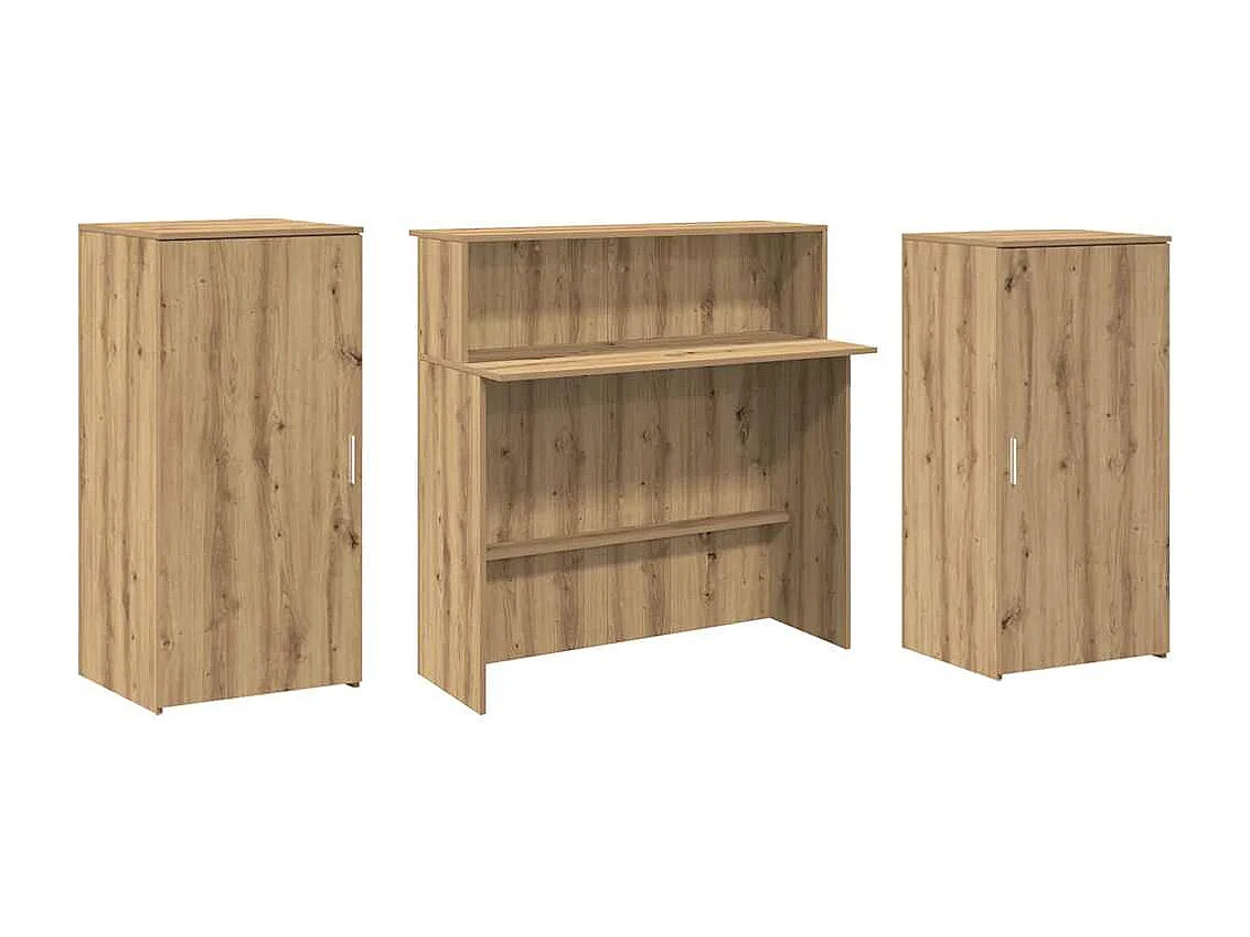 Bureau réception chêne artisanal 200x50x103,5cm bois ingénierie