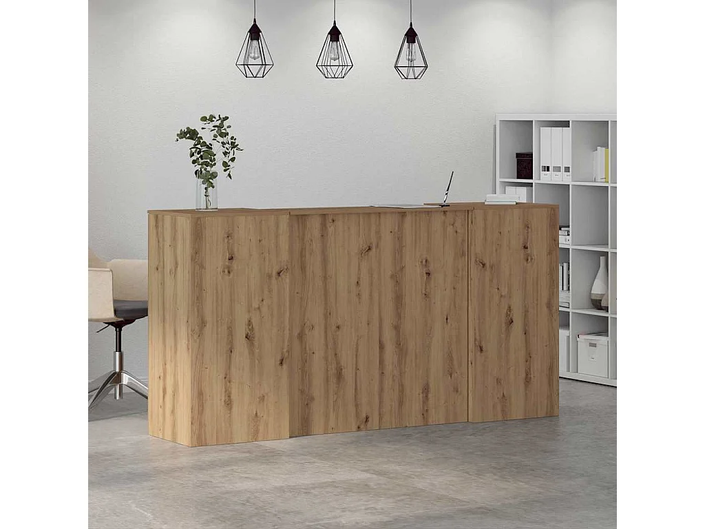 Bureau réception chêne artisanal 200x50x103,5cm bois ingénierie