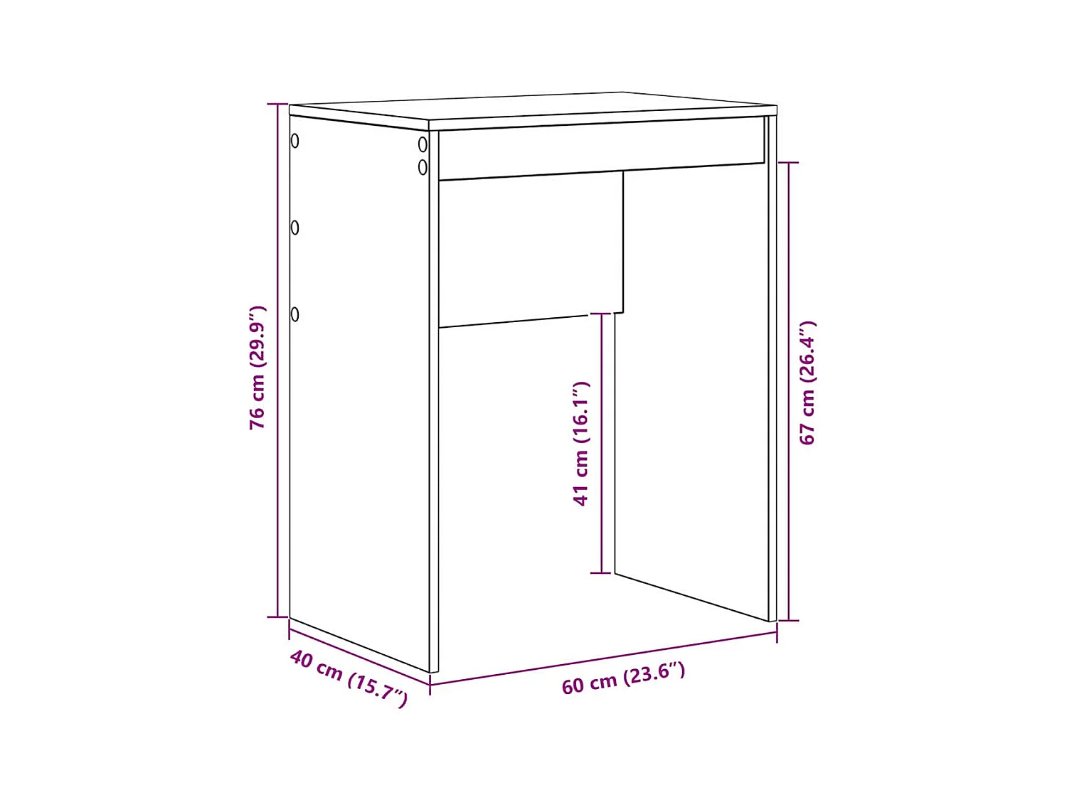 Bureau Sonoma gris 60 x 40 x 76 cm Bois d'ingénierie