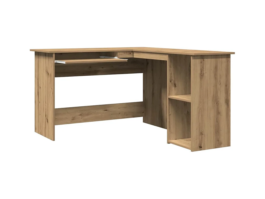 Bureau d'angle chêne artisanal 120x140x75 cm bois d'ingénierie