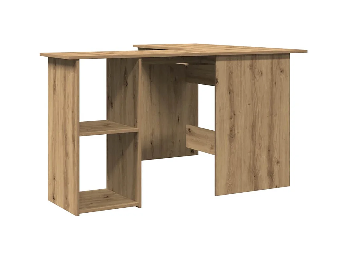 Bureau d'angle chêne artisanal 120x140x75 cm bois d'ingénierie
