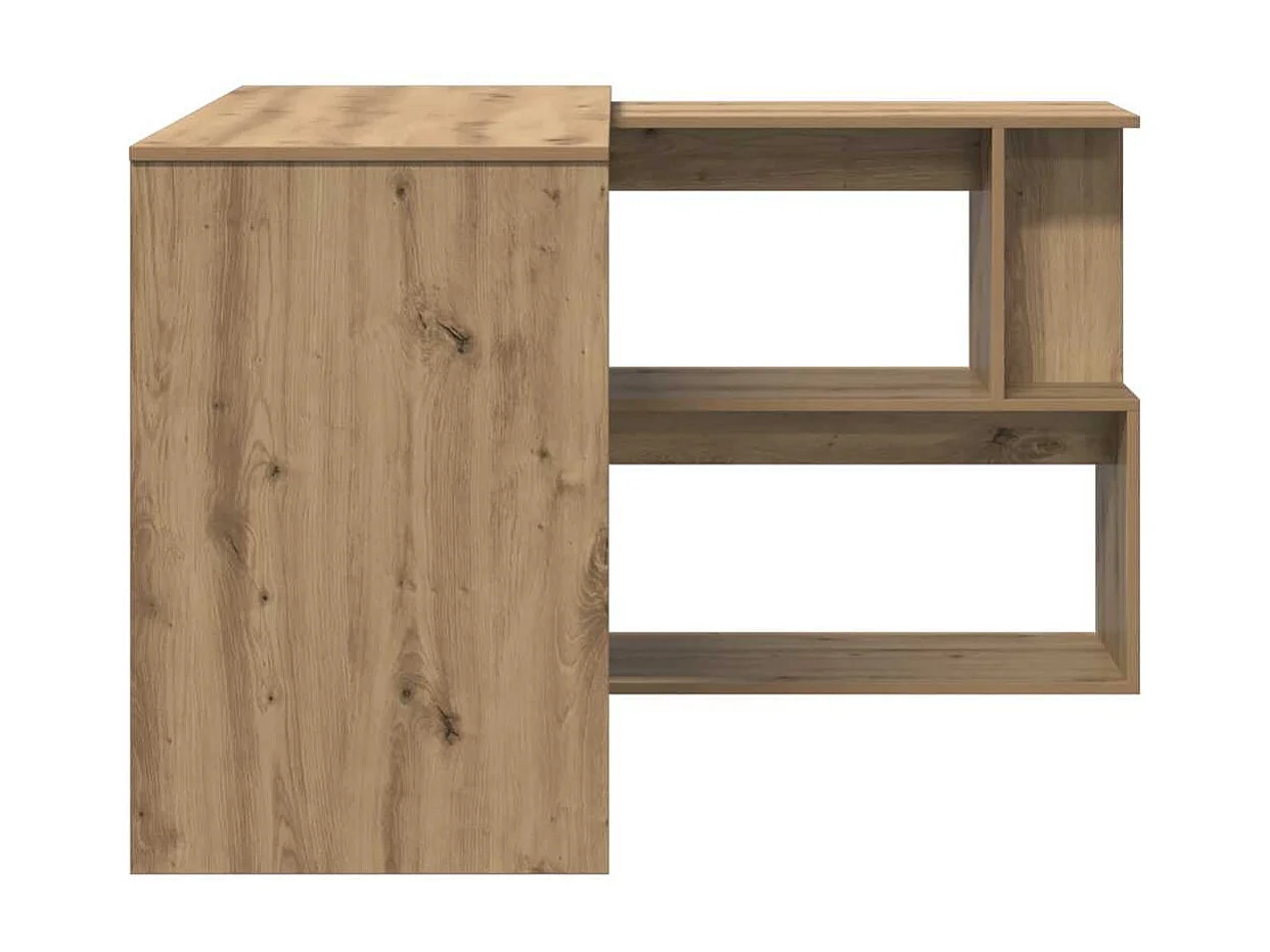 Bureau d'angle chêne artisanal 200,5x50x76 cm bois d'ingénierie