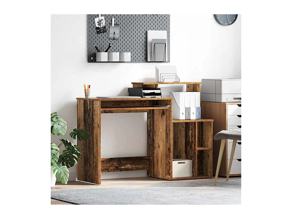Bureau avec Rangement Bois Ancien 120.5 x 44 x 88.5 cm