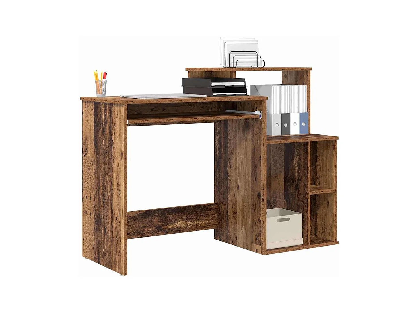 Bureau avec Rangement Bois Ancien 120.5 x 44 x 88.5 cm