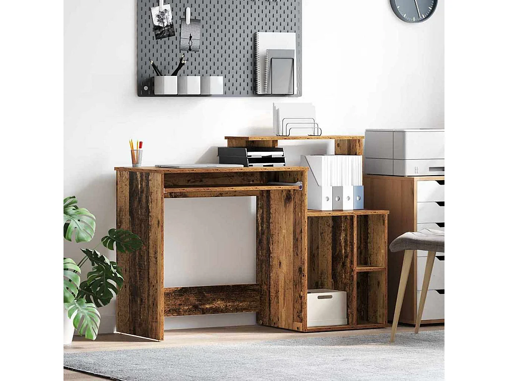 Bureau avec Rangement Bois Ancien 120.5 x 44 x 88.5 cm