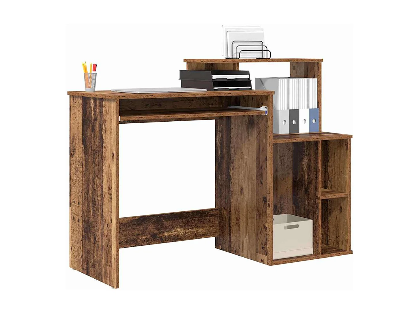 Bureau avec Rangement Bois Ancien 120.5 x 44 x 88.5 cm