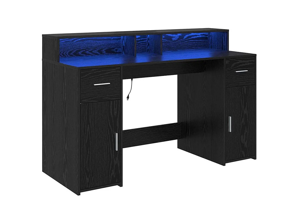 Bureau avec porte Chêne noir 140 x 55 x 91 cm Bois d'ingénierie