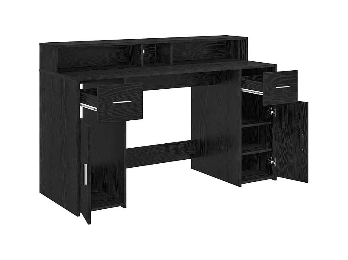 Bureau avec porte Chêne noir 140 x 55 x 91 cm Bois d'ingénierie