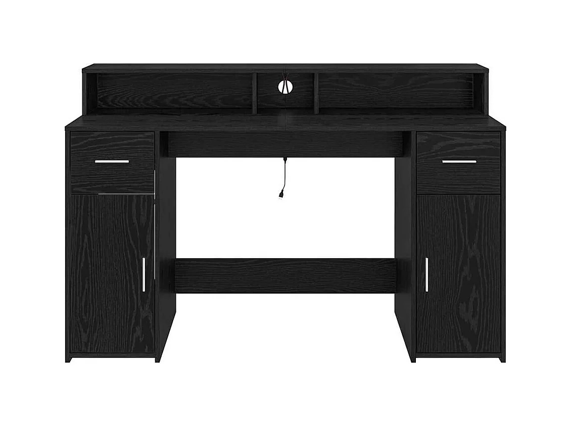 Bureau avec porte Chêne noir 140 x 55 x 91 cm Bois d'ingénierie