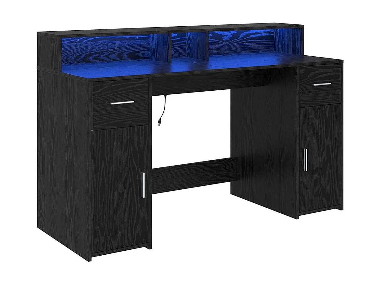 Bureau avec porte Chêne noir 140 x 55 x 91 cm Bois d'ingénierie