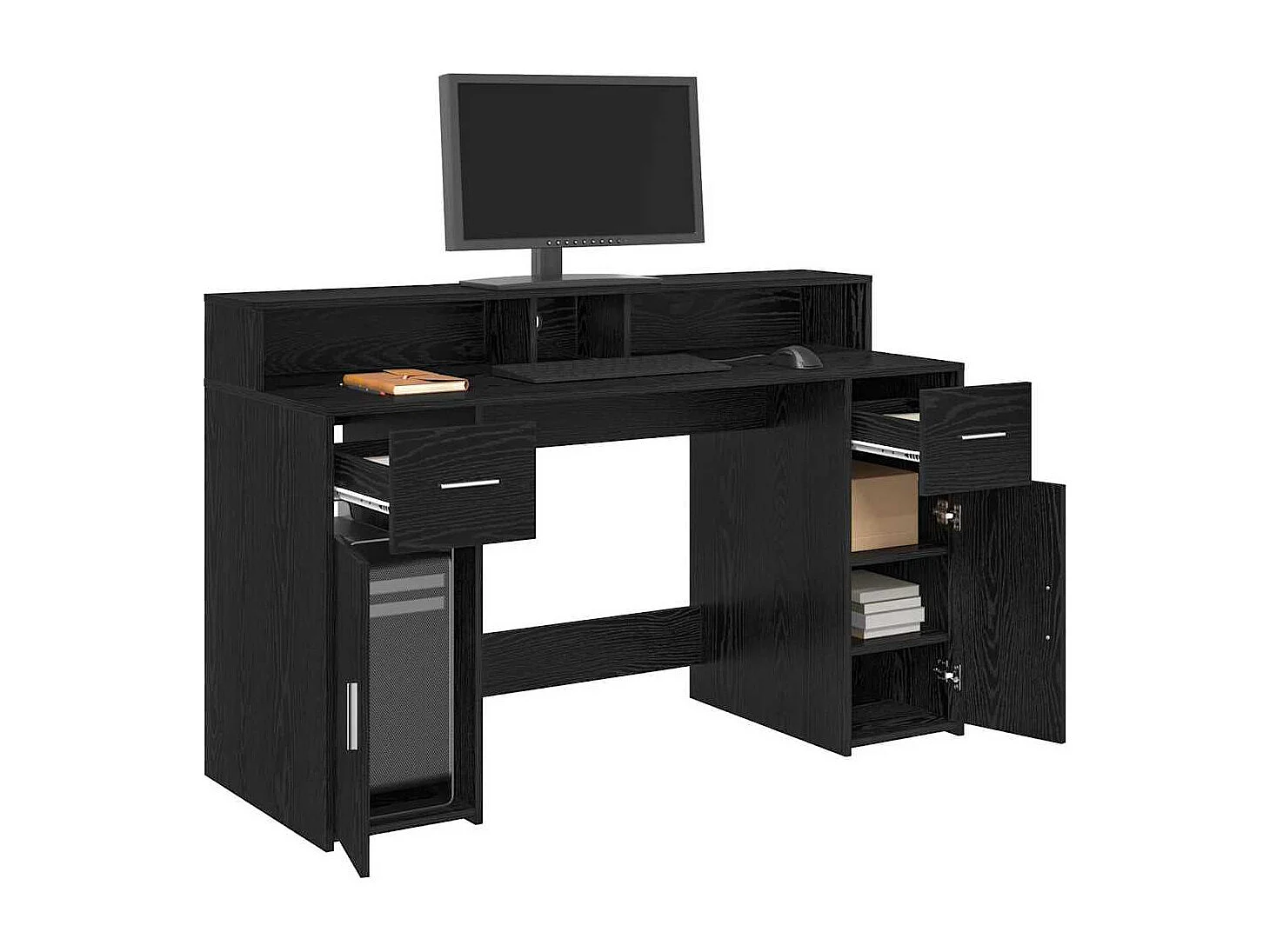 Bureau avec porte Chêne noir 140 x 55 x 91 cm Bois d'ingénierie