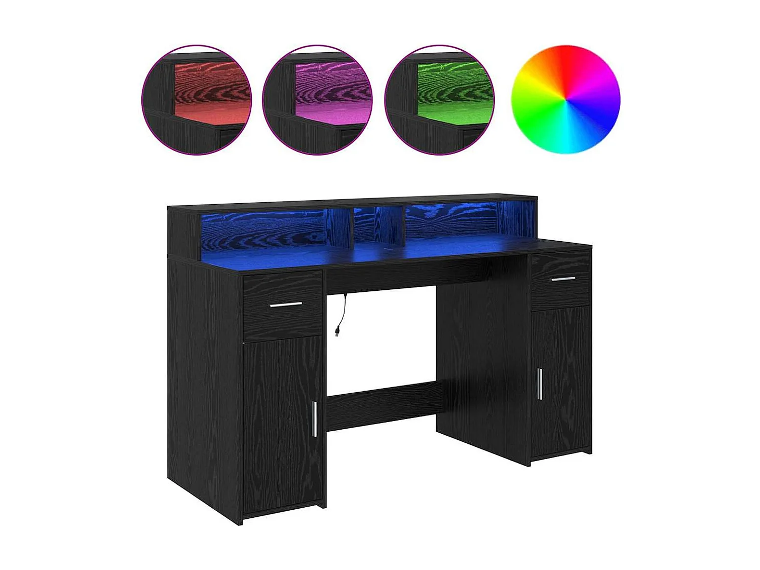 Bureau avec porte Chêne noir 140 x 55 x 91 cm Bois d'ingénierie