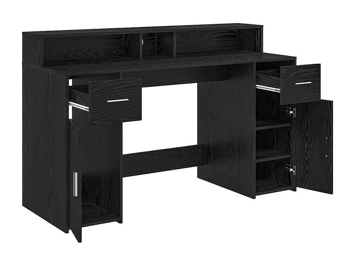 Bureau avec porte Chêne noir 140 x 55 x 91 cm Bois d'ingénierie
