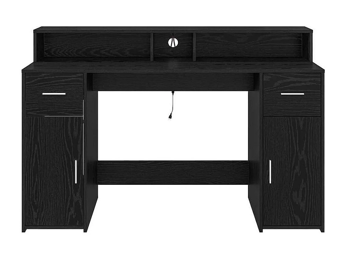 Bureau avec porte Chêne noir 140 x 55 x 91 cm Bois d'ingénierie