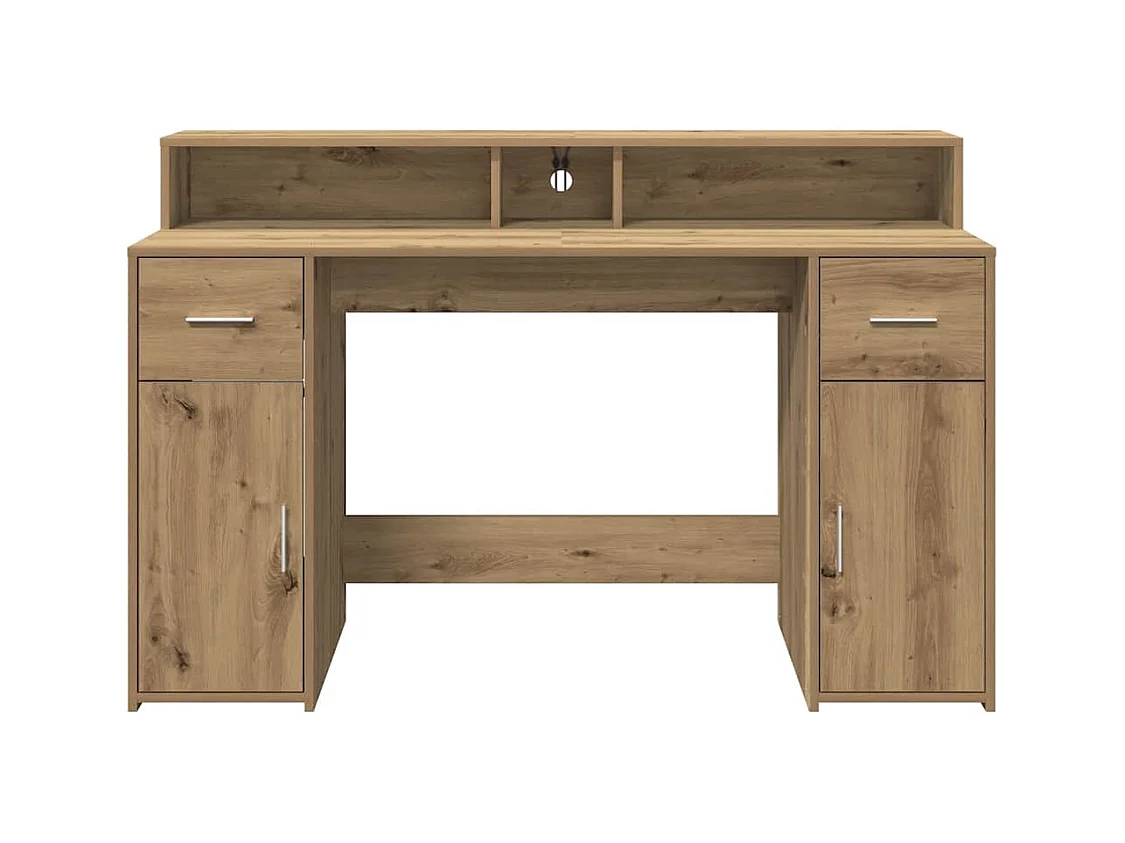 Bureau avec lumières LED chêne artisanal bois d'ingénierie