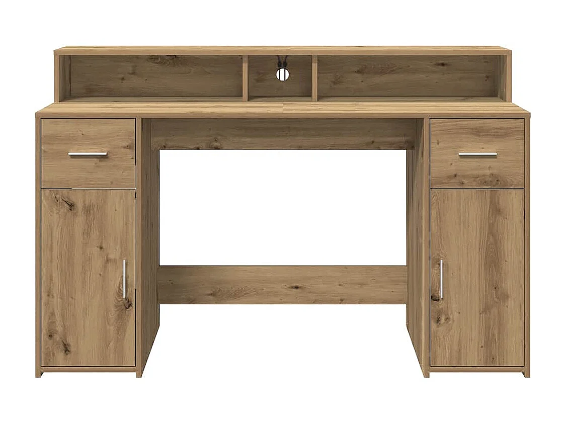 Bureau avec lumières LED chêne artisanal bois d'ingénierie