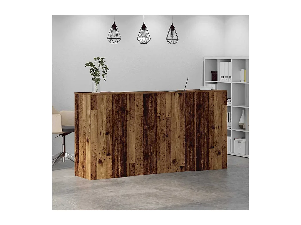 Bureau de réception vieux bois 200x50x103,5cm bois d'ingénierie