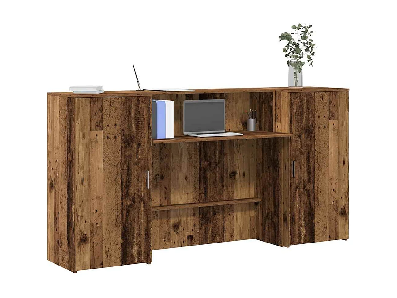 Bureau de réception vieux bois 200x50x103,5cm bois d'ingénierie