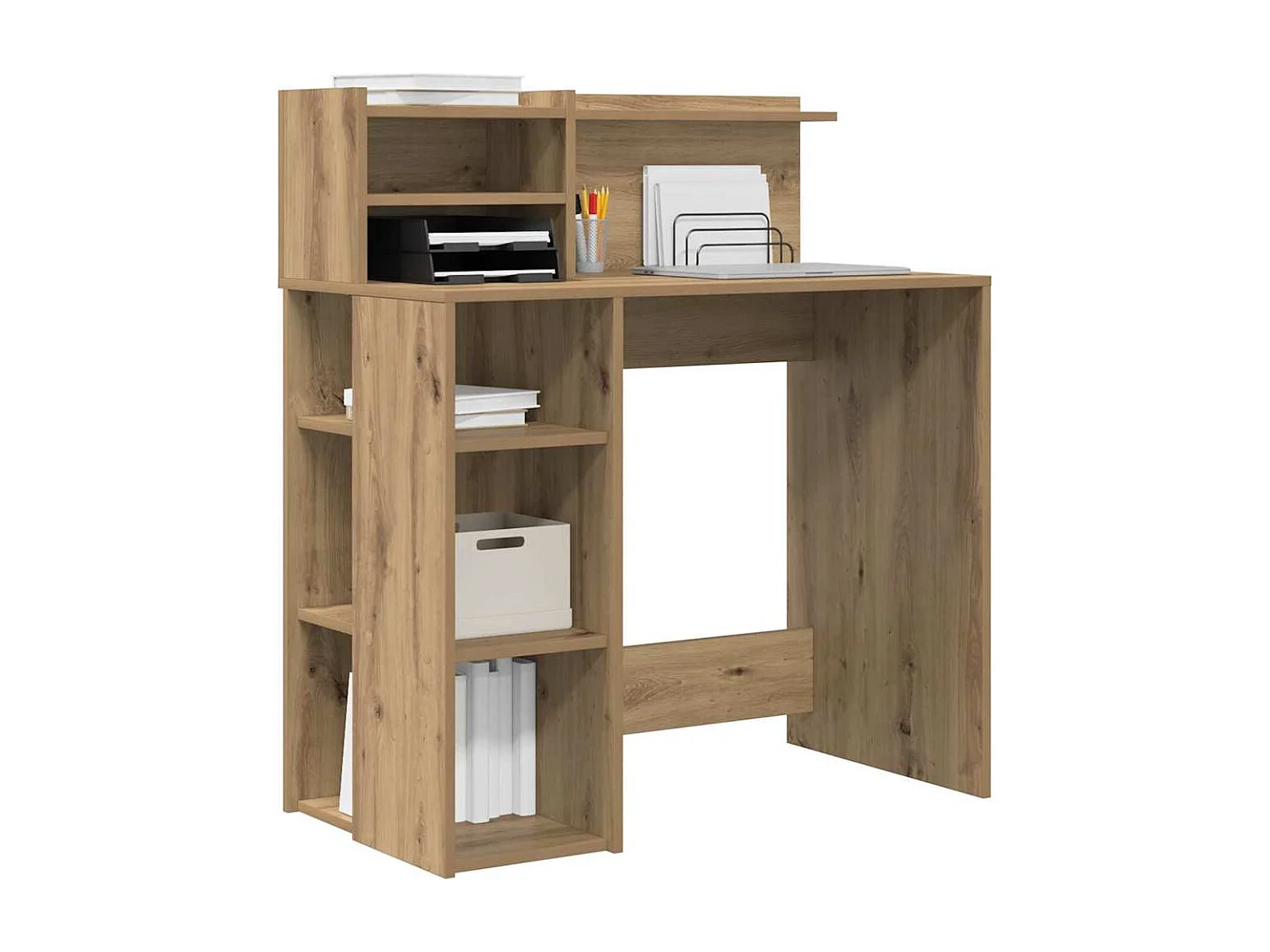 Bureau avec rangement chêne artisanal 90 x 48 x 101,5 cm