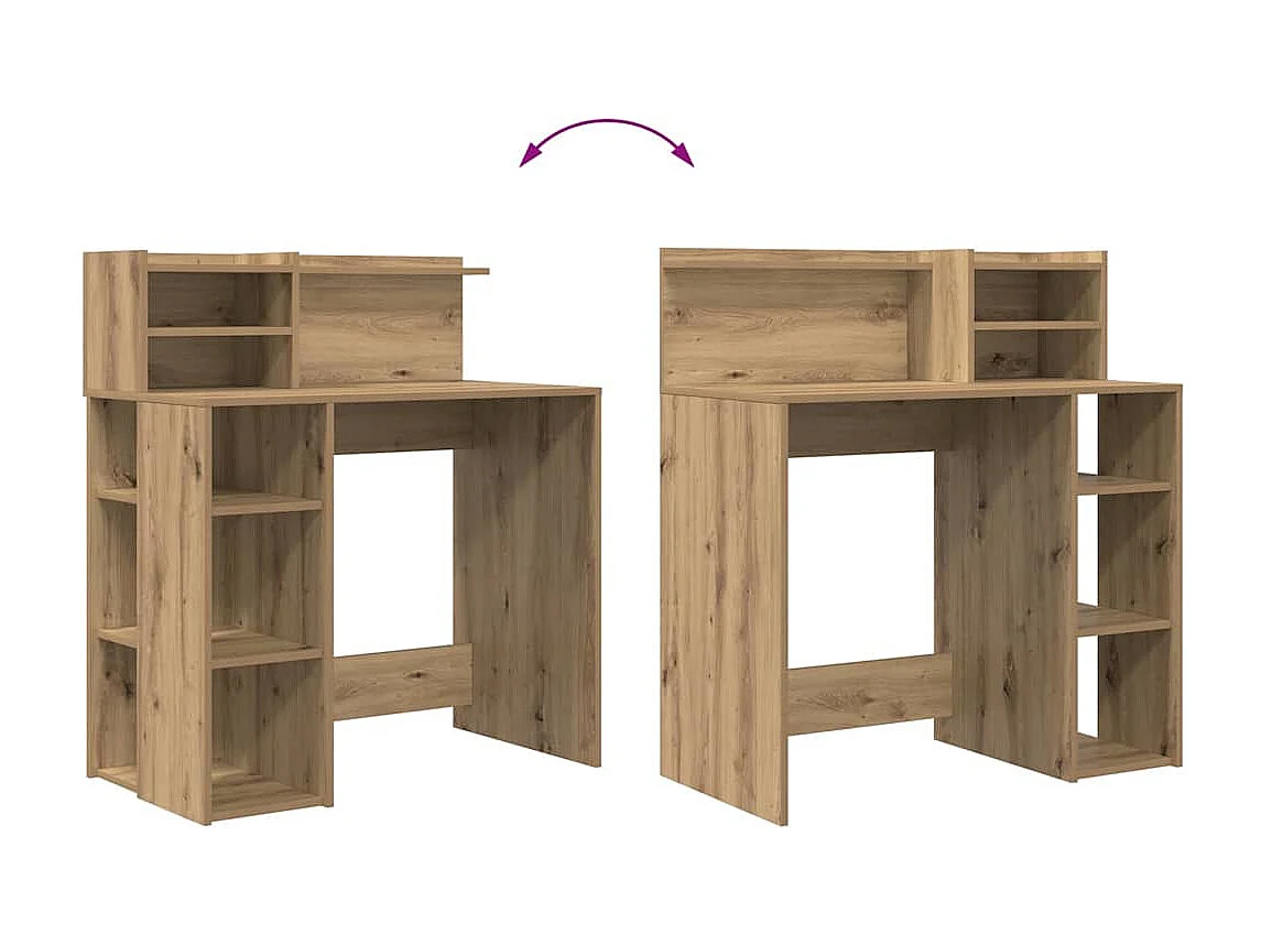 Bureau avec rangement chêne artisanal 90 x 48 x 101,5 cm