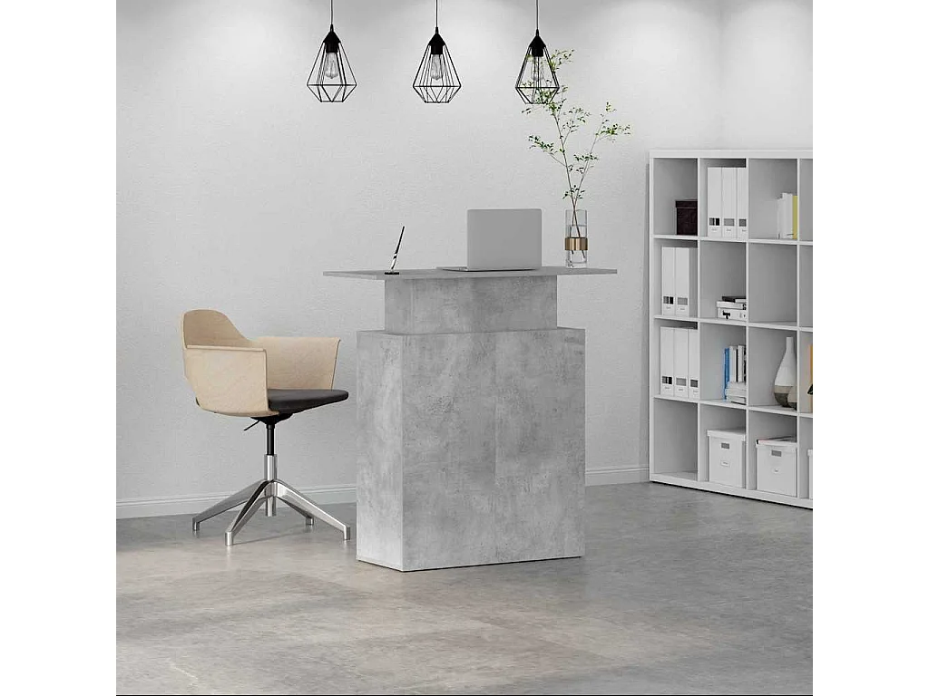 Bureau de réception gris béton 100x40x104 bois d'ingénierie