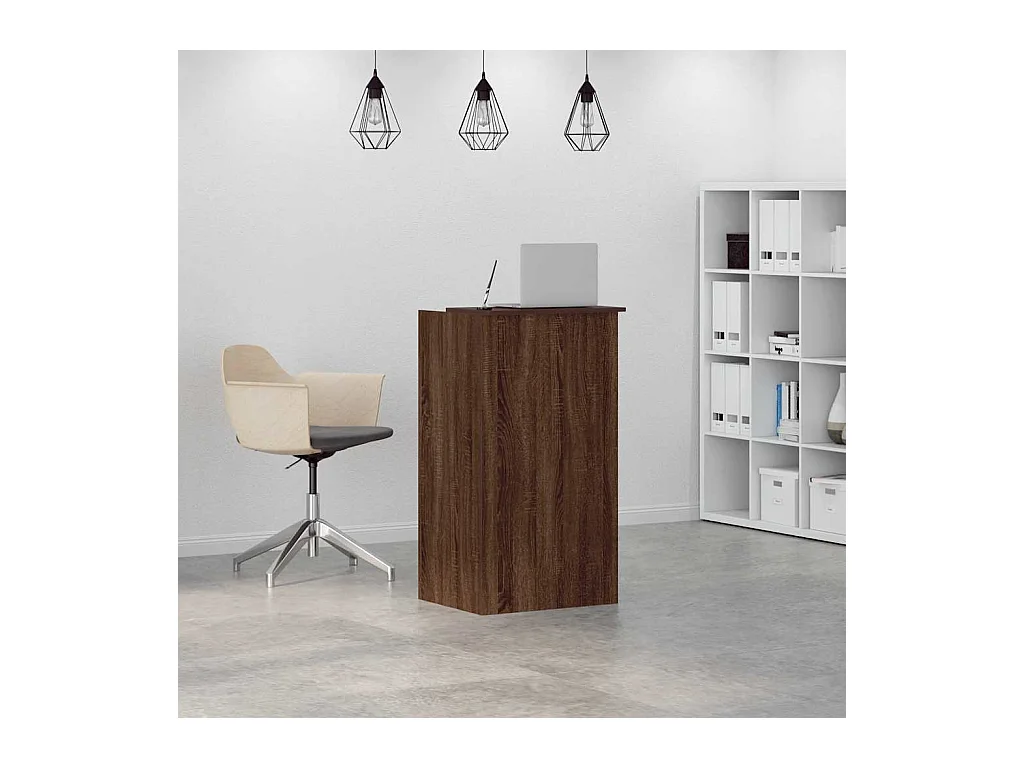 Bureau de réception chêne brun 55x50x103,5 cm bois d'ingénierie