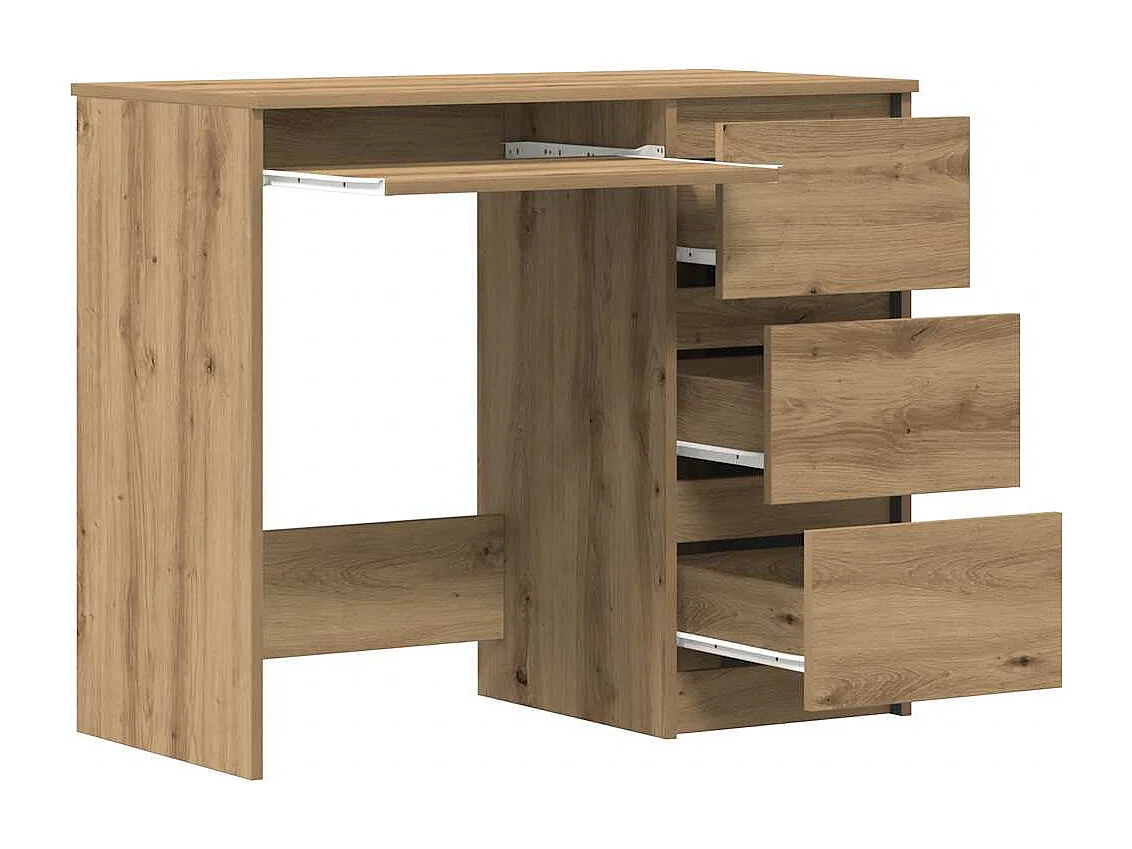 Bureau chêne artisanal 90x45x76 cm bois d'ingénierie