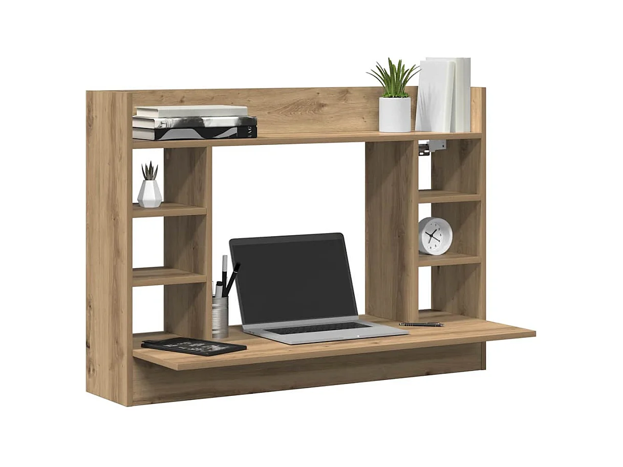 Bureau mural chêne artisanal 105 x 48 x 75 cm Bois d'ingénierie