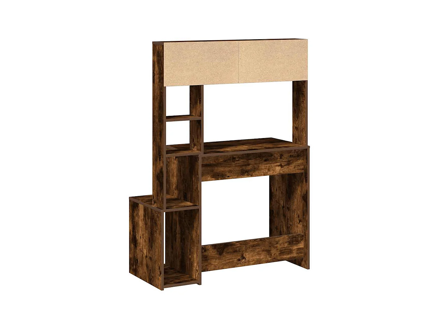 Bureau avec étagères chêne fumé 100x45x140 cm bois d'ingénierie