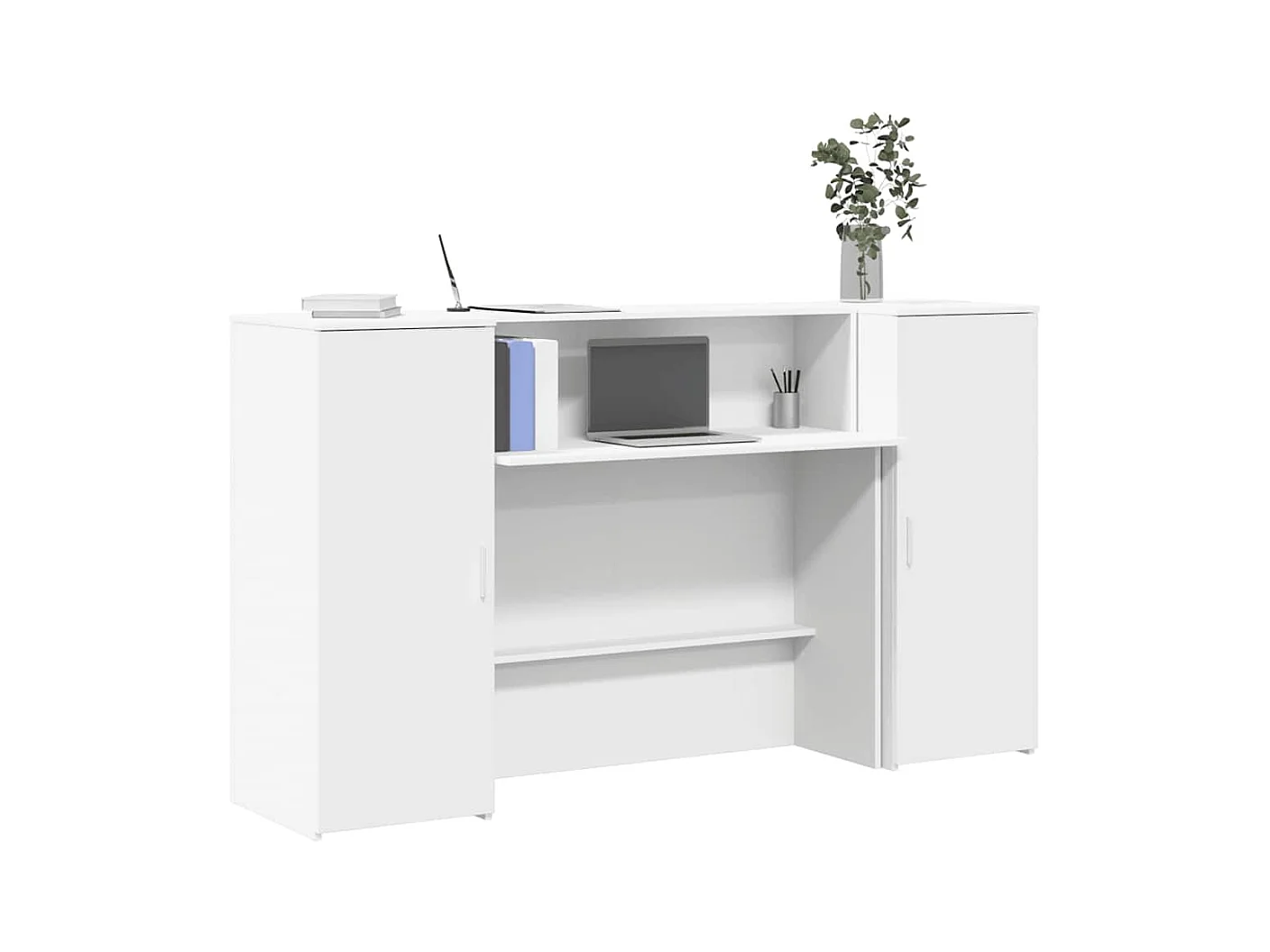 Bureau de réception blanc 180x50x103,5 cm bois d'ingénierie