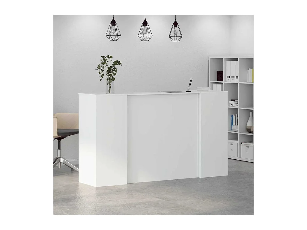 Bureau de réception blanc 180x50x103,5 cm bois d'ingénierie