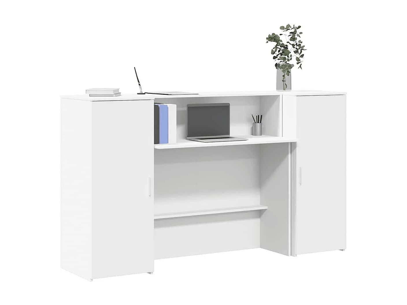 Bureau de réception blanc 180x50x103,5 cm bois d'ingénierie