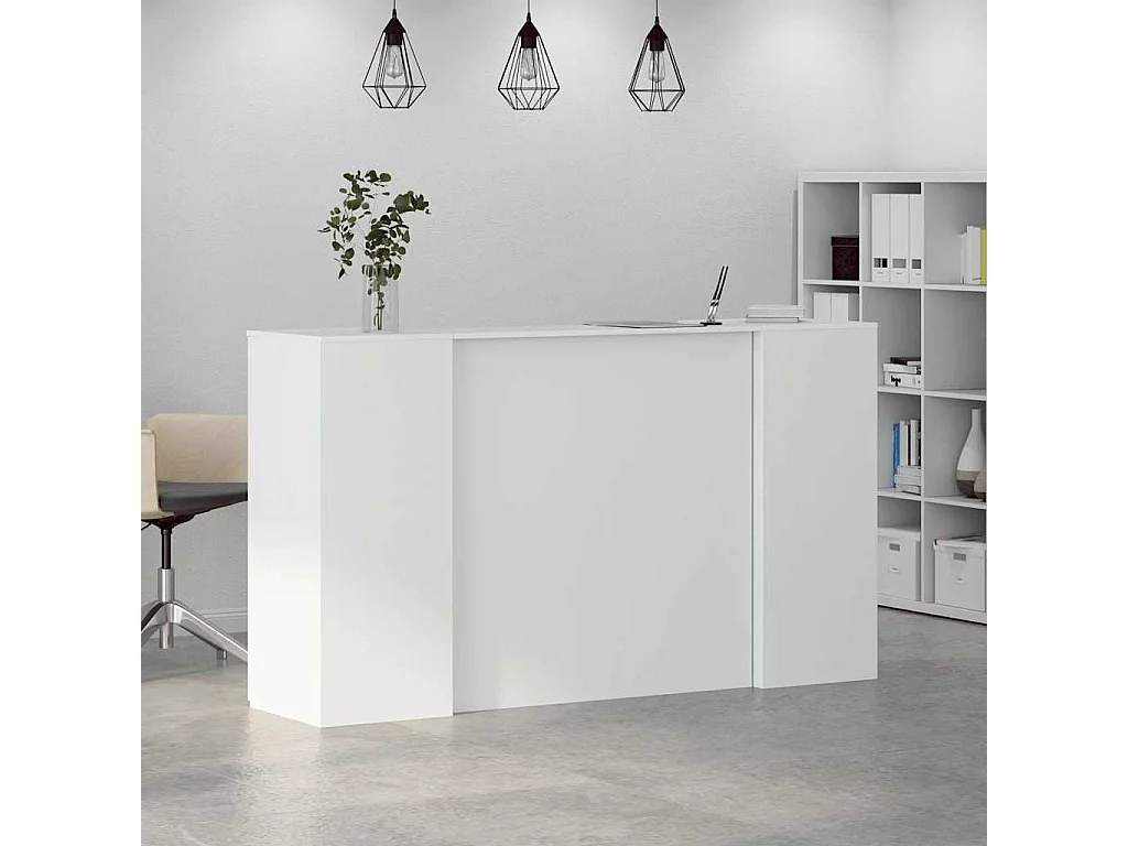 Bureau de réception blanc 180x50x103,5 cm bois d'ingénierie