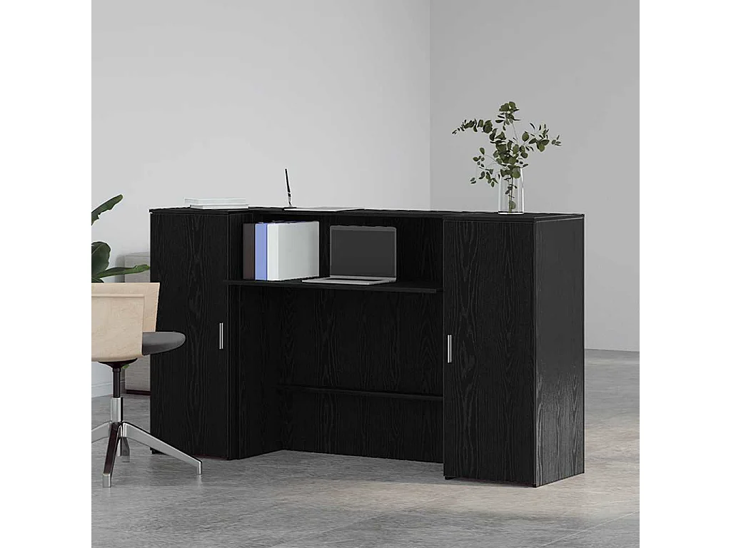 Bureau de réception chêne noir 180x50x103,5cm bois d'ingénierie
