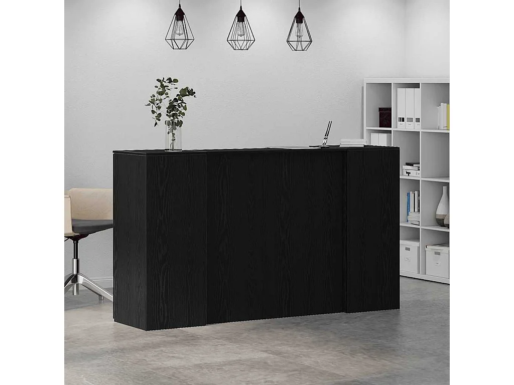 Bureau de réception chêne noir 180x50x103,5cm bois d'ingénierie
