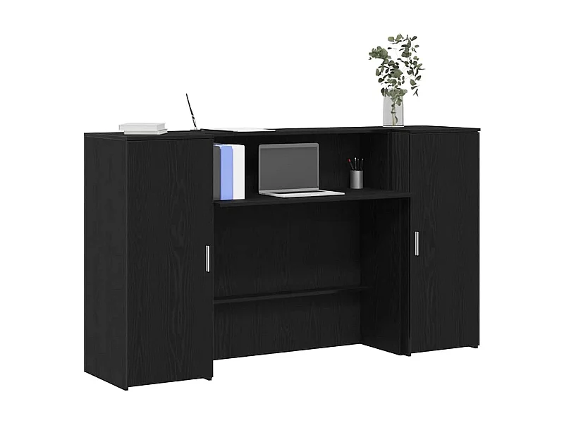 Bureau de réception chêne noir 180x50x103,5cm bois d'ingénierie