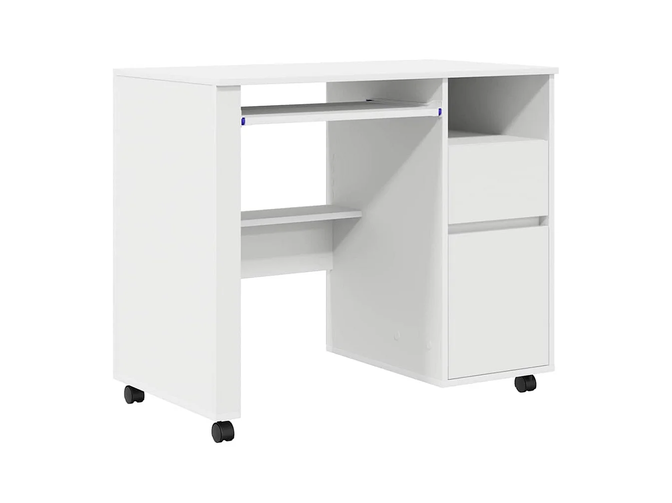 Bureau avec roulettes Blanc 91 x 50 x 77 cm Bois d'ingénierie