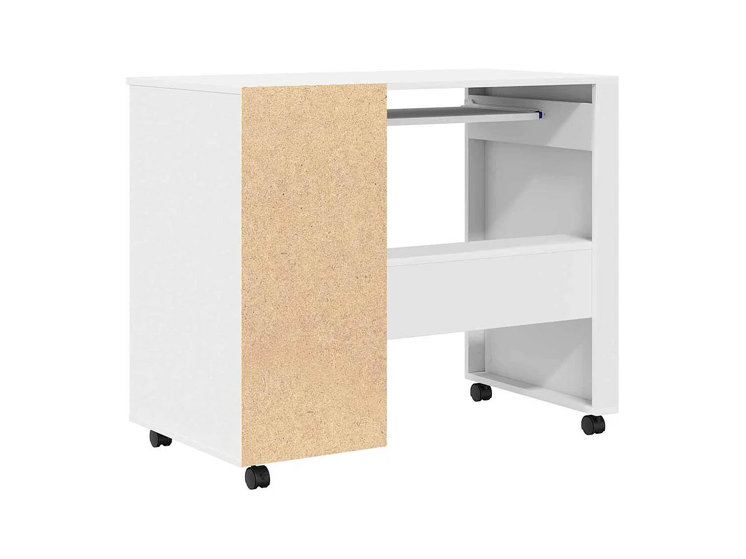 Bureau avec roulettes Blanc 91 x 50 x 77 cm Bois d'ingénierie