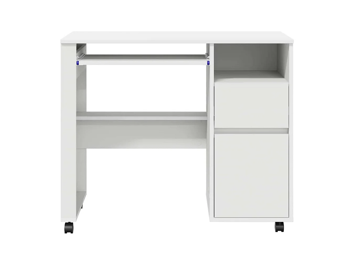 Bureau avec roulettes Blanc 91 x 50 x 77 cm Bois d'ingénierie