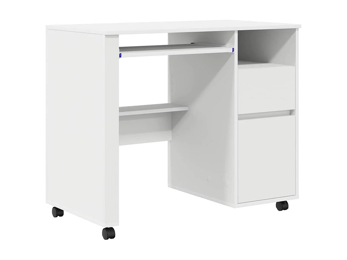 Bureau avec roulettes Blanc 91 x 50 x 77 cm Bois d'ingénierie