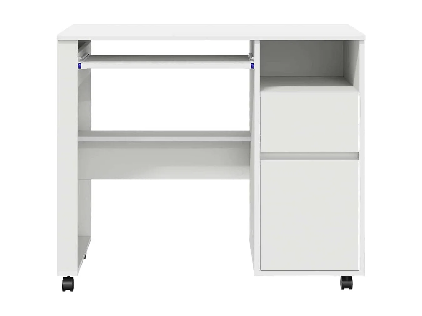 Bureau avec roulettes Blanc 91 x 50 x 77 cm Bois d'ingénierie