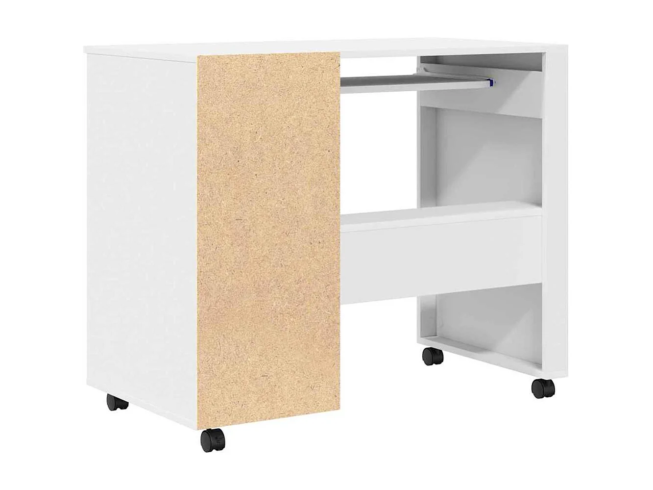 Bureau avec roulettes Blanc 91 x 50 x 77 cm Bois d'ingénierie