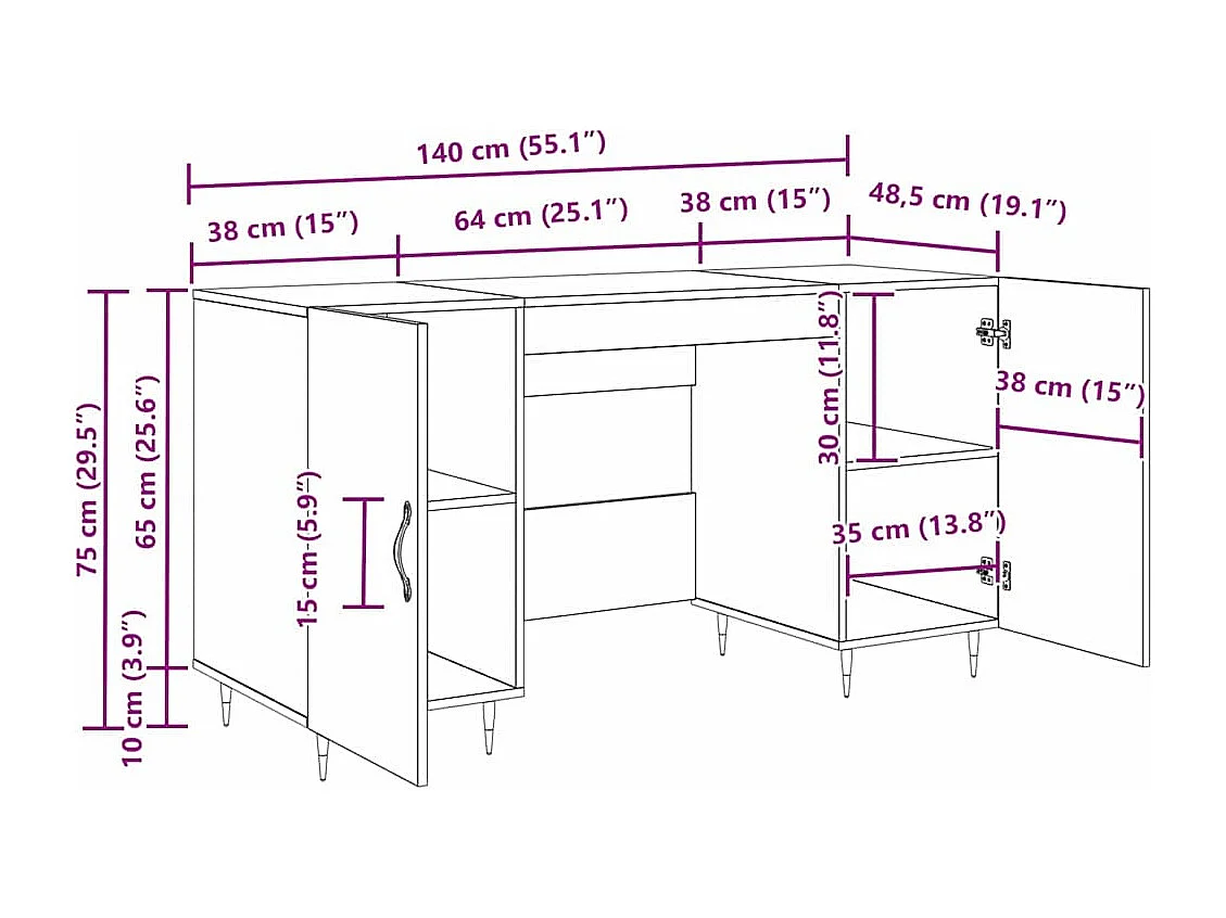 Bureau Bois ancien 140 x 50 x 75 cm Bois d'ingénierie