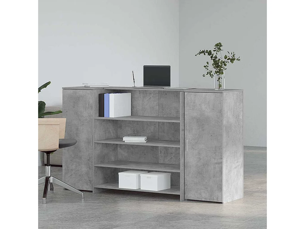 Balcão de recepção 180x50x103,5 cm madeira cinza cimento