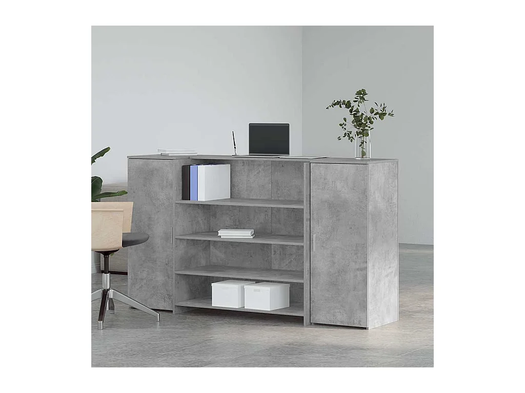 Bureau de réception gris béton 180x50x103,5cm bois d'ingénierie