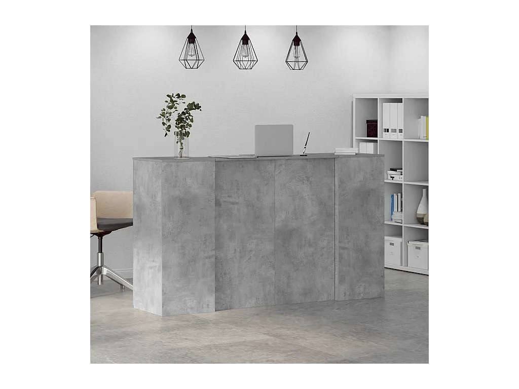 Bureau de réception gris béton 180x50x103,5cm bois d'ingénierie